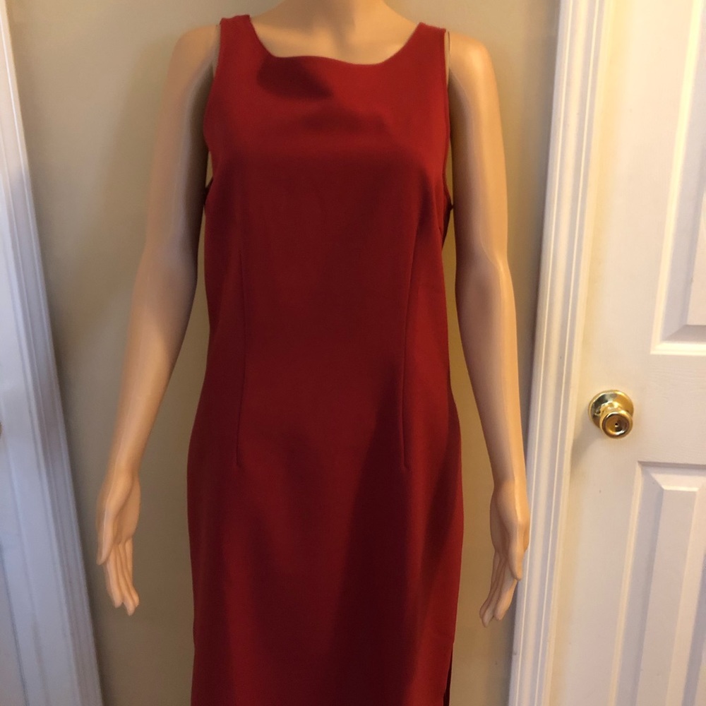 “R” Burnt Red Sheath Dress, Fully Lined, 10